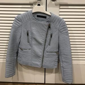 Leather biker waist jacket